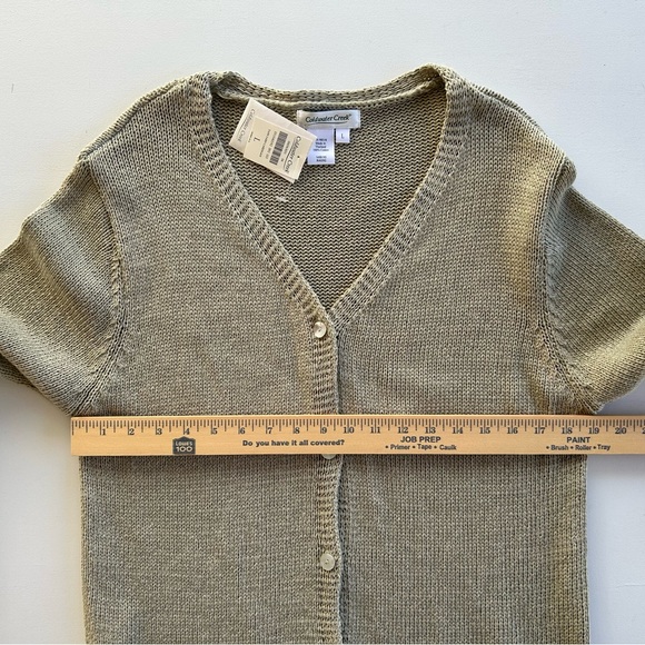 Coldwater Creek Tape Yarn Cardigan Sage Green V-neck Button Up Women’s Large NWT - Picture 4 of 10